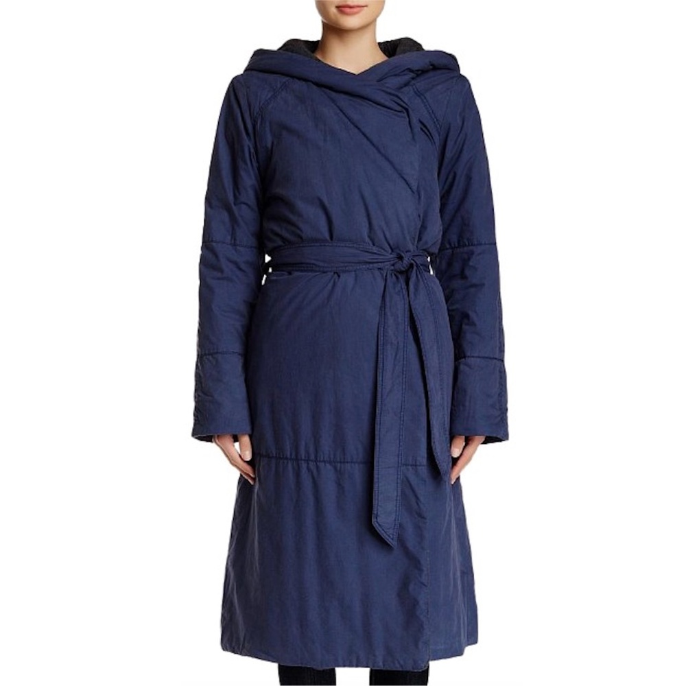 Free People Poplin Blanket Puffer Wrap Belted Coat